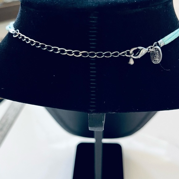 Turquoise necklace, adjustable size, double cord, silver accents, perfect gift! - Picture 2 of 3
